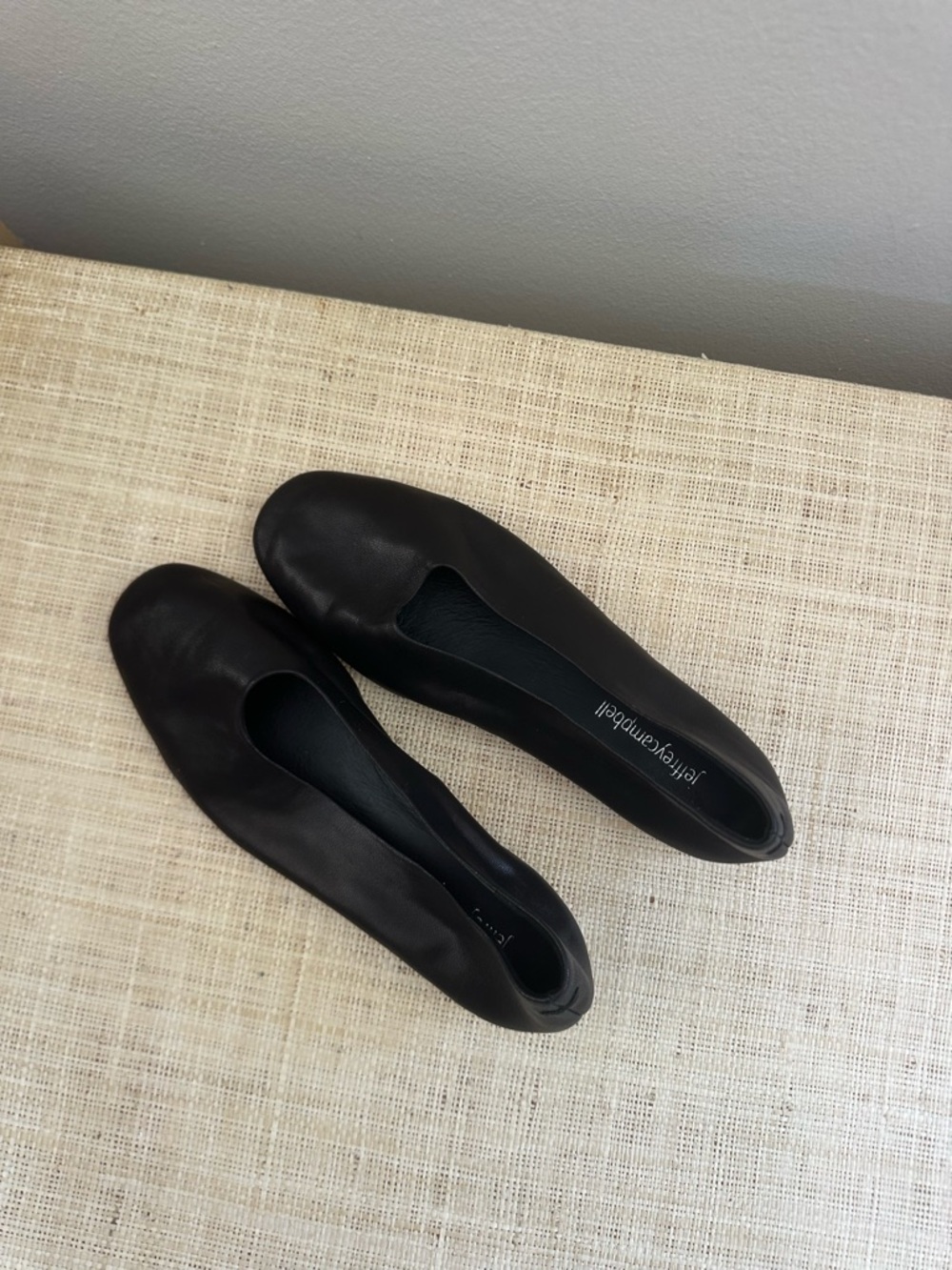 Jeffrey Campbell Black Leather V-Cut Ballet Flats - Picture 3 of 5